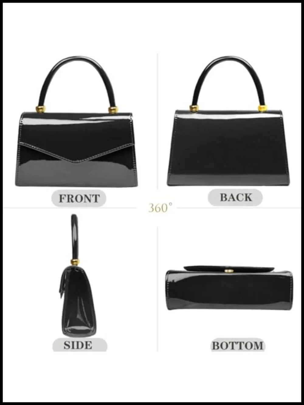 Patent Leather Evening Clutch Bag Formal Bridal Purse with Chain Strap